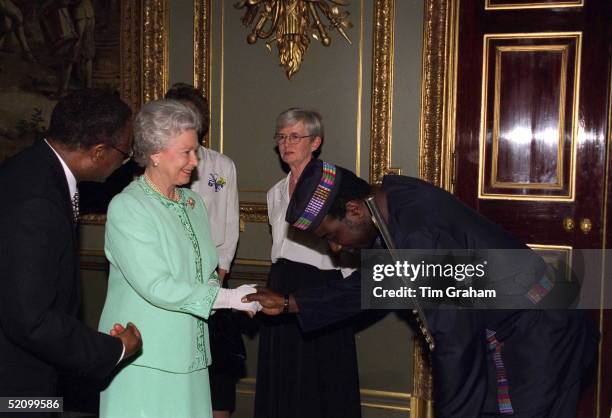 The Queen At The Commonwealth Day Reception At Marlborough House, London.