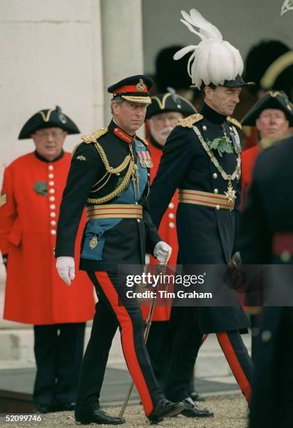 Prince Charles With Chelsea Pensioners At The Founders Day Parade At The Royal Hospital, Chelsea, London.