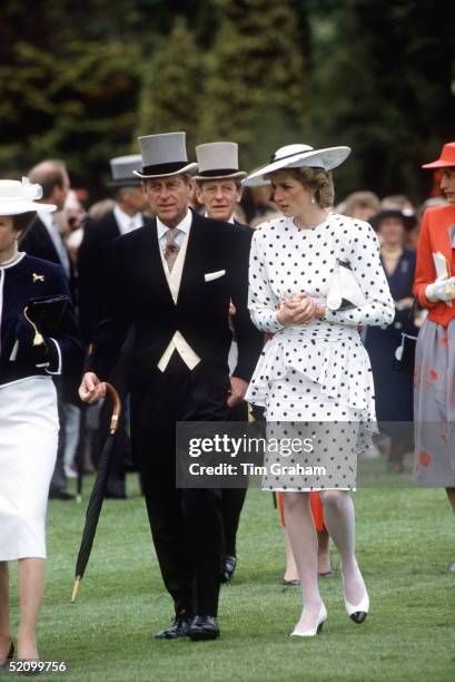 Princess Diana With Prince Philip At The Derby, Epsom, Surrey.