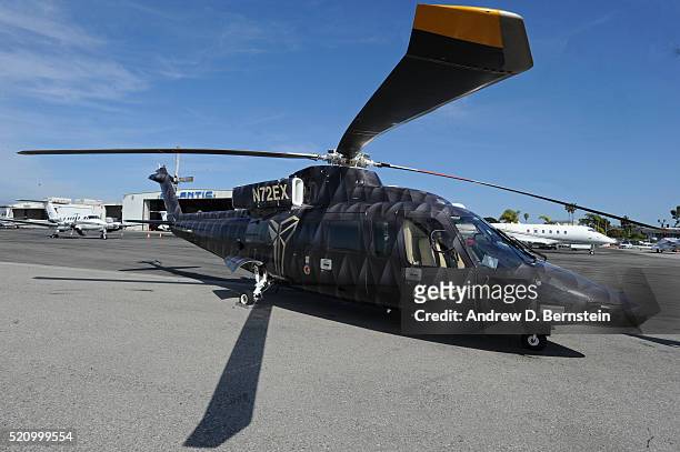 General photo of the helicopter Kobe Bryant of the Los Angeles Lakers took to his last game against the Utah Jazz on April 13, 2016 at Staples Center...
