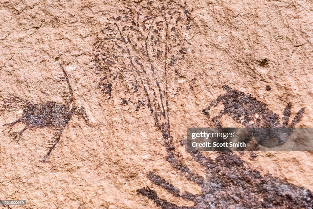 Harvest Scene petroglyphs. Canyonlands National Park, Utah. USA.