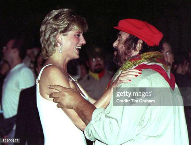 Princess Diana Warmly Greeted By Pavarotti On Her Arrival At Concert In Italy To Raise Money For Bosnian Children.