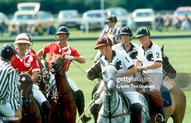 Prince Charles Playing Polo With Major James Hewitt At The Royal Berkshire Polo Club.