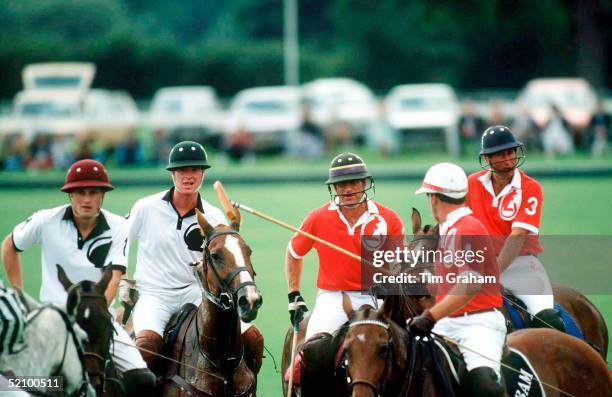 Prince Charles Playing Polo With Major James Hewitt At The Royal Berkshire Polo Club.