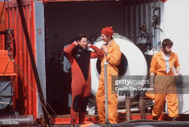 Prince Charles, President, Mary Rose Trust, Putting On A Wetsuit In Preparation For Diving To See The Tudor Shipwreck Which Sank In The Solent In...