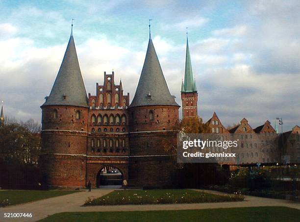 holstentor, lubeck, germany - lübeck stock pictures, royalty-free photos & images