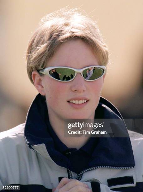 Zara Phillips Wearing A Pair Of Reflective Sunglasses At Gatcombe Park Horse Trials, Gloucestershire.