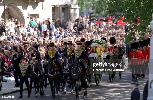 The Coffin Of Diana, Princess Of Wales, On Its Journey To Westminster Abbey, London.