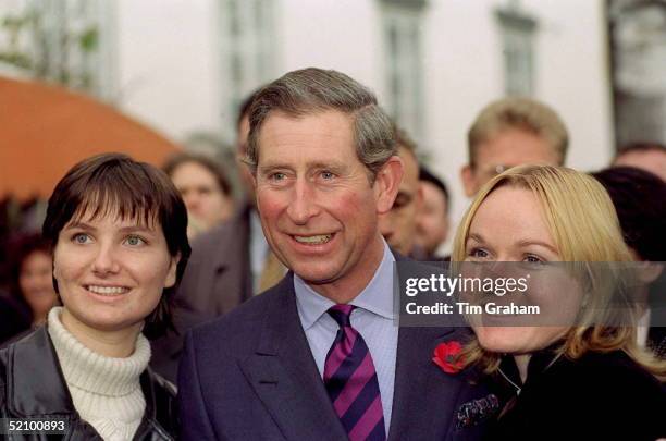 Prince Charles Is Joined By Some Local Girls Whilst Walking Around Ljubljana Old Town, Slovenia.