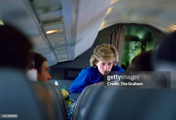 Diana, Princess Of Wales, On Board Concorde During Her Return Journey From Vienna.