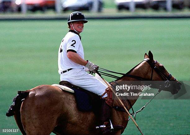 Major James Hewitt Riding A Polo Pony During A Match At The Royal Berkshire Polo Club Near Windsor.