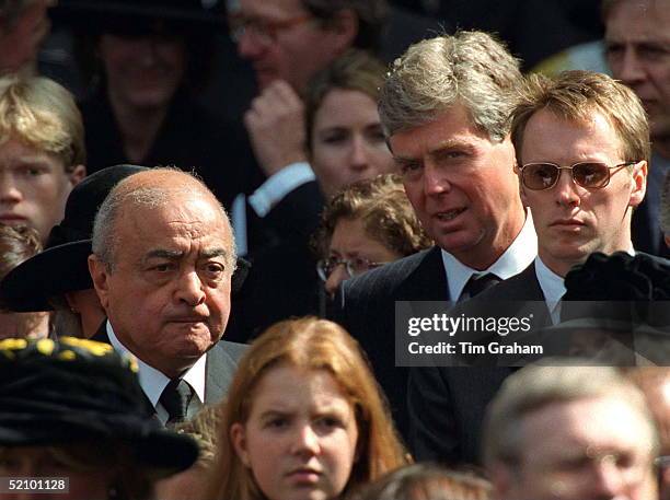 Mohammed Al Fayed And Michael Cole Attending The Funeral Of Diana, Princess Of Wales.