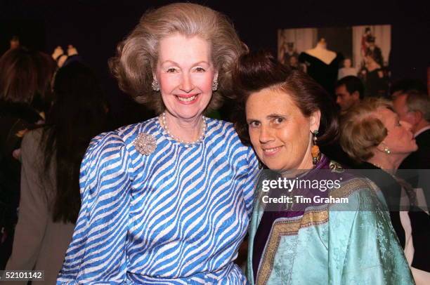 Raine, Comtesse De Chambrun With Fashion Journalist Suzy Menkes At A Private Viewing And Reception At Christies Of The Princess Of Wales's Dresses...