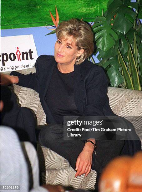 Diana, Princess Of Wales In Her Role As Patron Visits Centrepoint To See The Cold Weather Project For Homeless Young People In Kings Cross. The...