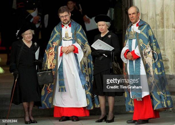 The Queen Mother And Queen Elizabeth Ll At The Funeral Of The Princess Of Wales , At Westminster Abbey, London.