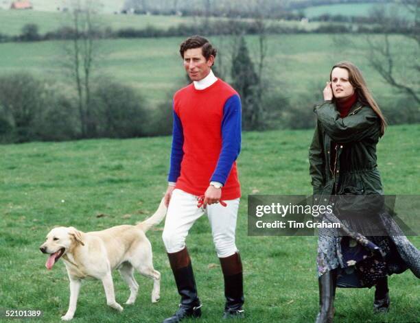 Prince Charles At A Quorn Hunt Cross Country Event At Upper Broughton In Nottinghamshire. He Is With With Lady Jane Wellesley,daughter Of The Duke Of...