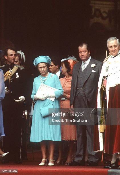 Queen Elizabeth Ll With Earl Spencer At St Paul's Cathedral For The Wedding Of The Prince And Princess Of Wales.