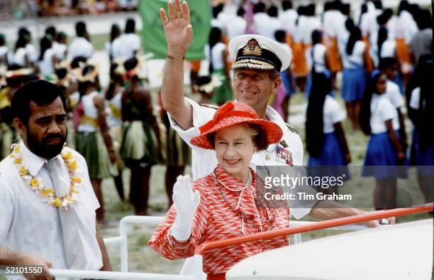 The Queen And Prince Philip On Tour In Kiribati, South Pacific