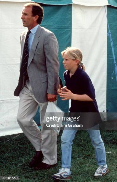 Mark Phillips With Walking With His Daughter, Zara Phillips, At The Windsor International Horse Trials.