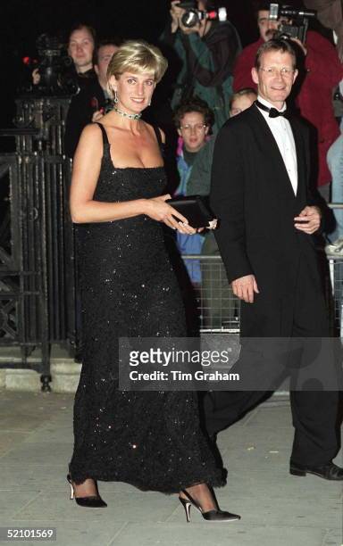 Gala Evening To Celebrate The Tate Gallery's Centenary In London. Diana, Princess Of Wales, Arriving On Her 36th Birthday On 1st July 1997 Wearing A...