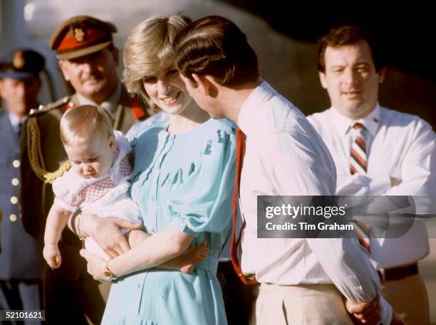 Prince Charles And Princess Diana With Prince William Visiting Australia On Her First Overseas Tour.