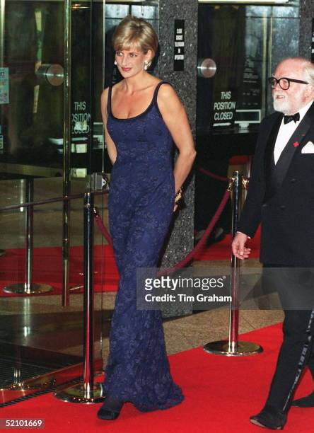 Diana, Princess Of Wales Attending The Premiere Of The Film 'in Love And War' At The Empire In Leicester Square In Aid Of The British Red Cross...