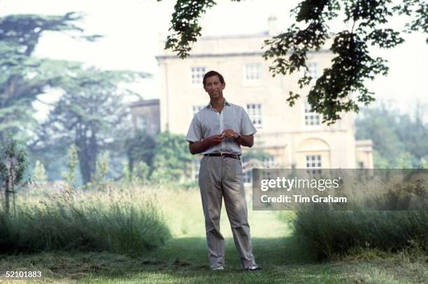 Prince Charles Standing Outside His Country Home, Highgrove, In Tetbury Bought For His Use By The Duchy Of Cornwall.
