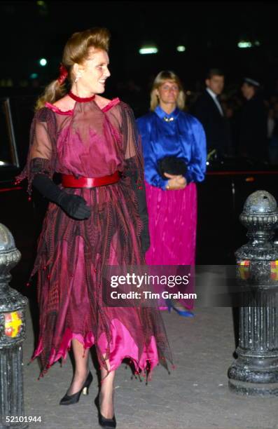 Sarah, Duchess Of York, Arriving For The Charity Film Premiere Of "beverley Hills Cop II" At The Empire Cinema In Leicester Square. The Duchess Is...