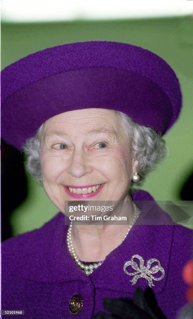 Queen Smiling At Jaguar Factory