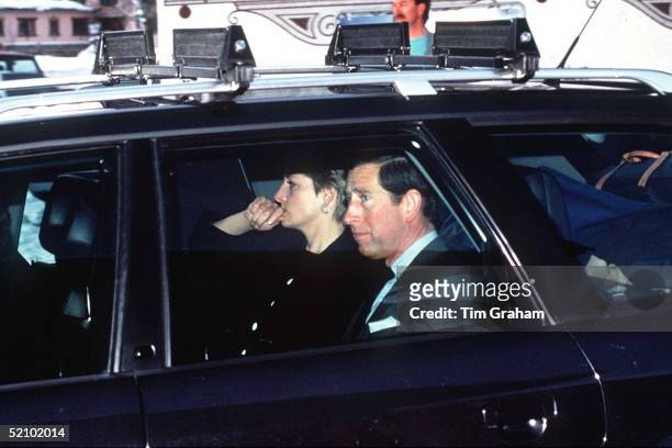 Princess Diana & Prince Charles Leaving Lech, Austria, After News Of Her Father Earl Spencer's Death