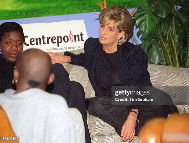 Diana, Princess Of Wales, In Her Role As Patron Visits Centrepoint To See The Cold Weather Project For Homeless Young People In Kings Cross. The...