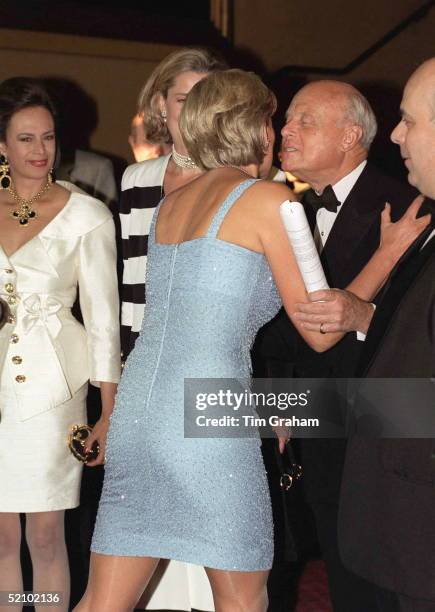 Diana, Princess Of Wales, Patron Of The English National Ballet, Being Greeted With A Kiss And An Embrace On Her Arrival For The Royal Gala...