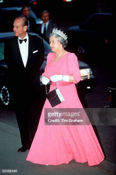 The Queen And Prince Philip Arriving For A Banquet During An Official Tour Of Hungary.