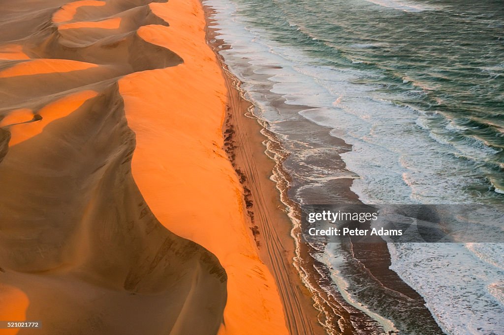 Sand dunes in Namib Desert along the coast of Namibia