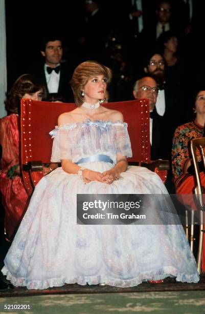 Princess Diana At The Victoria & Albert Museum Attending The 'slendours Of The Gonzagas' Exhibition Wearing A Dress Designed By Fashion Designers...