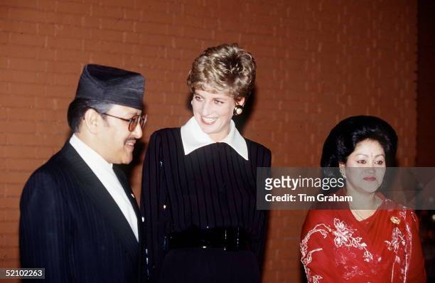 Diana, Princess Of Wales With King Birendra Of Nepal And Queen Aishwarya