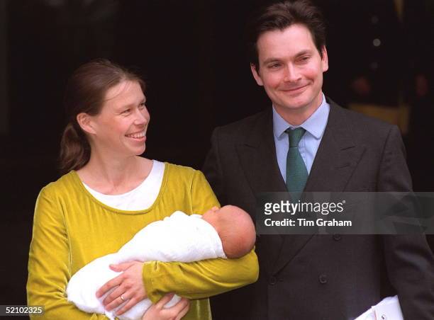 Lady Sarah Chatto And Husband Daniel Leave The Portland Hospital With Their New Baby Boy Samuel Born On Sunday.