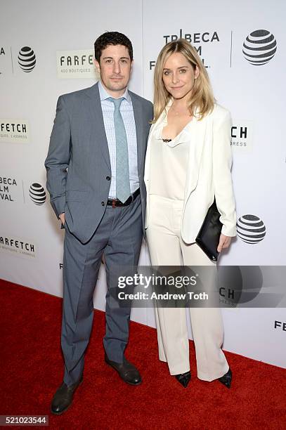 Jason Biggs and Jenny Mollen attend "The First Monday In May" world premiere during the 2016 Tribeca Film Festival at John Zuccotti Theater at BMCC...