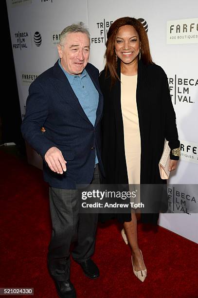 Robert De Niro and Grace Hightower attend "The First Monday In May" world premiere during the 2016 Tribeca Film Festival at John Zuccotti Theater at...