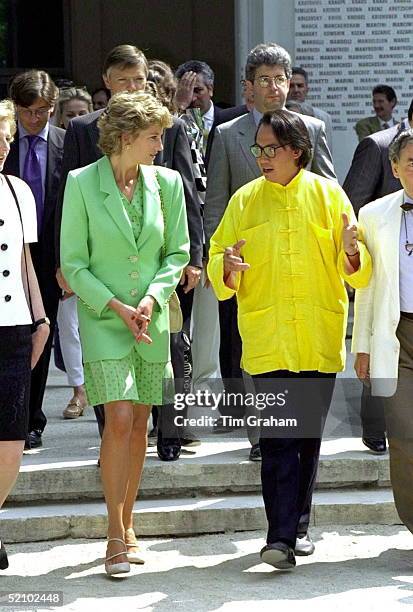 Princess Diana, Princess Of Wales, Arriving At The Venice Biennale In Italy With David Tang.