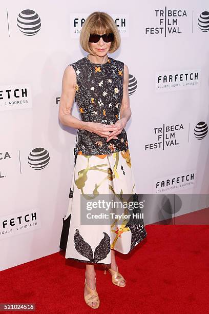 Conde Nast Artistic Director Anna Wintour attends the world premiere of "First Monday in May" during the 2016 Tribeca Film Festival at John Zuccotti...