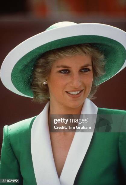 Princess Diana In Australia Circa February 1988. She is wearing a hat by Philip Somerville.