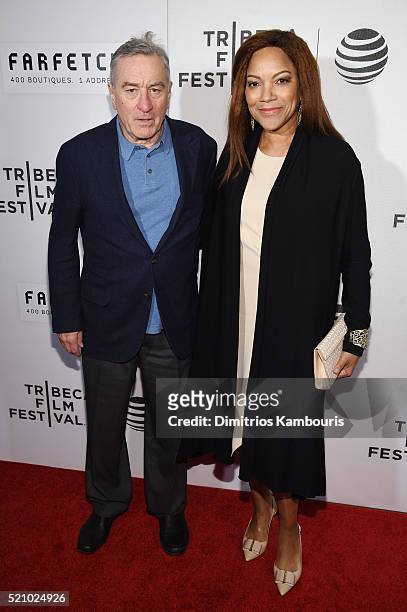 Tribeca Film Festival co-founde Robert De Niro poses with Grace Hightower at the "First Monday In May" world premiere during the 2016 Tribeca Film...
