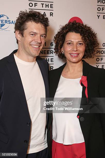 Producer Jason Blum and Universal Pictures Chairman Donna Langley attend the 2016 Will Rogers Pioneer of the Year Dinner Honoring Donna Langley at...