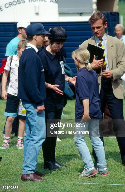 Princess Anne Talking To Her Children, Zara And Peter Phillips, At The Windsor International Horse Trials. Zara And Peter Are Casually Dressed In...