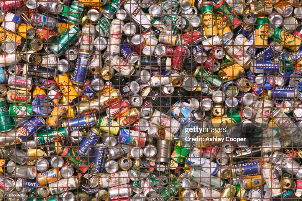 Aluminum Cans in Recycling Unit