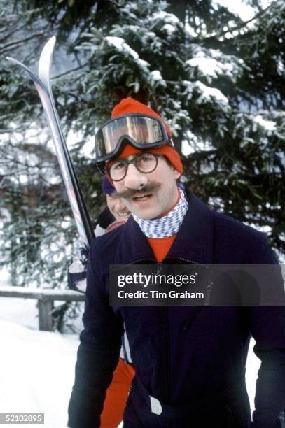 Prince Charles In Klosters, Switzerland, Wearing A Joke Nose, Moustache And Spectacles To Tease The Press At A Photocall During His Ski-ing Holiday.