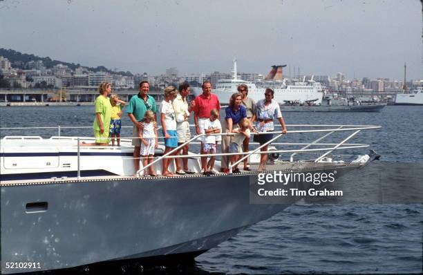 Princess Diana And Prince Charles With Prince William, Prince Harry, King Constantine And Queen Annemarie Of Greece, Princess Theodora, Prince...