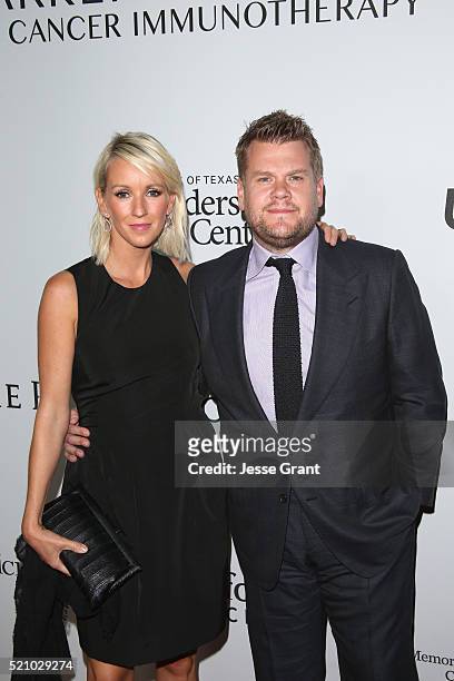 Producer Julia Carey and tv personality James Corden attend the launch of the Parker Institute for Cancer Immunotherapy, an unprecedented...