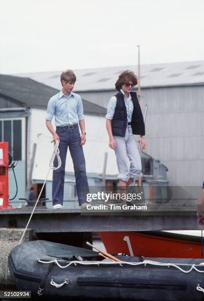 Prince Edward During Cowes Week At Cowes Royal Regatta With Lady Sarah Spencer , Sister Of Lady Diana Spencer Who Became The Princess Of Wales